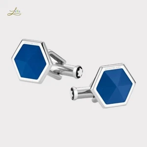 Montblanc Sartorial Agate Cufflinks – Stainless Steel Blue Gemstone - Picture 1 of 5