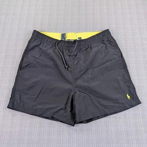 Vintage Polo Ralph Lauren Swim Trunks Mens Medium Black Yellow Pony 5" Cut Liner - Picture 1 of 7