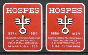 BERN - 1954 MNH 2 X "HOSPES Cookery Culinaire Gastronomy Food"  Vignets !! - Picture 1 of 1