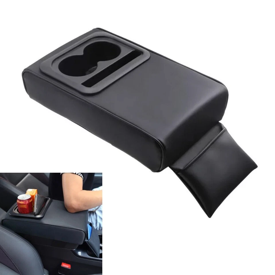 1x Car Armrest Box Cushion Pad Auto Center Console Cover With Cup Holder Storage - Image 1 of 4