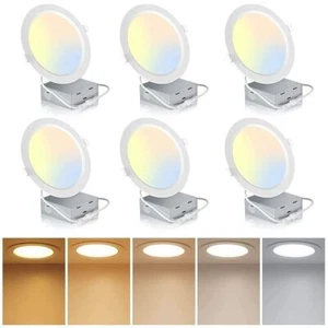 4 Inch LED Recessed Ceiling Light 6 pack, 5CCT Ultra-Thin 9W 90W Dimmable - Picture 1 of 6