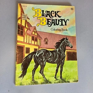 Vintage Coloring Book Black Beauty 1978 Playmore Partially Colored Horse Equine - Picture 1 of 24