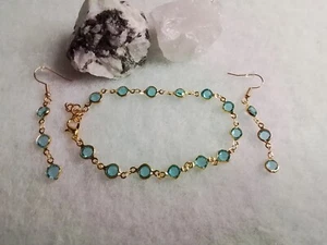 Blue Crystal bracelet and earrings set - Picture 1 of 6