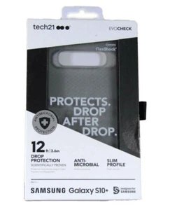 TECH21 CASE FOR SAMSUNG GALAXY S10+ EVO CHECK FLEX SHOCK THIN SMOKEY BK T21-6949 - Picture 1 of 3
