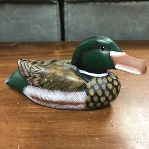 Painted Wooden Decoy Duck 11.5” - Picture 1 of 12
