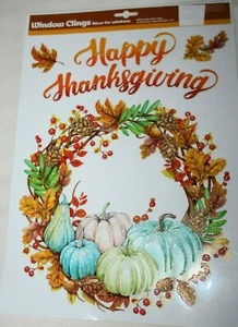 CALABAZAS CORONA con brillo para ventana del día de acción de gracias feliz día - Imagen 1 de 2