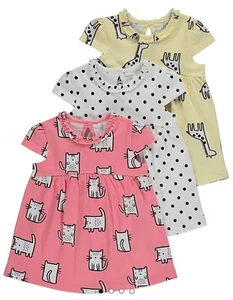 BNWT 12-18 MONTHS GEORGE BUNDLE 3 PACK DRESSES CAT GIRAFFE infants girls baby - Picture 1 of 5