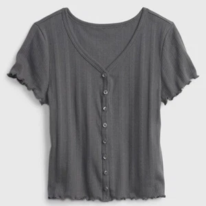 GAP Pointelle V-Neck Top Button Front Shirt Girl's Large 10 Gap Teen NEW - Picture 1 of 5