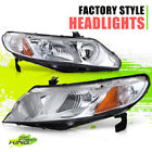Factory Style Driving Headlights for Honda Civic Sedan 06-11 Chrome Amber L+R
