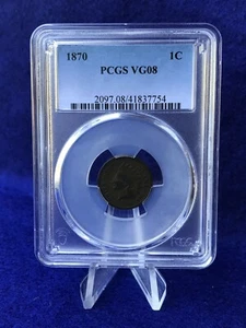 1870 INDIAN HEAD CENT 1c PENNY "TOUGHER DATE" *PCGS VG8 VERY GOOD* - Picture 1 of 4