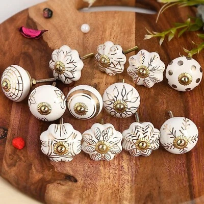 24 Pc Set Gold Assorted Ceramic Door Knobs Pulls Handle Cabinet Dresser Drawer - Image 1 of 4
