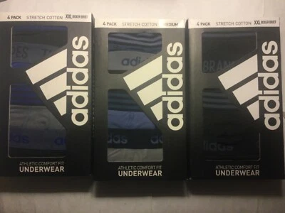 Adidas 4 Pack Boxer Brief Comfort Fit Stretch Cotton Black Gray Blue New Tags - Image 1 of 4