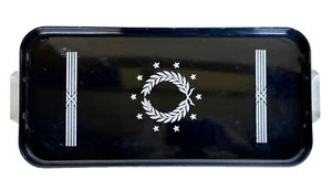 Vintage Black & White Art Deco Enamelware Rectangular Navy/Nautical Tray - Picture 1 of 10