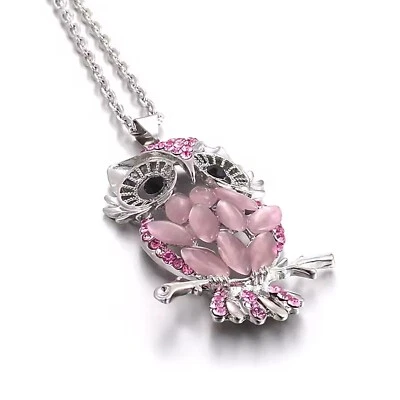 Colgante Búho con Collar Ópalo Laboratorio Creado/Enchapado Joyería de Moda 28" SELECCIONA COLOR Foto 1 de 4