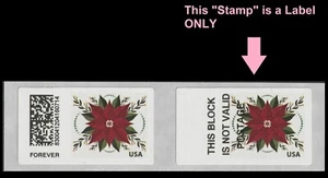 US CVP114 CVPT30 Holiday Joy Poinsettia Kiosk ATM F Not Valid horz pair MNH 2024 - Picture 1 of 1