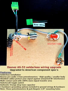 Ibanez AS53 Solderless Wiring Harness- Upgraded Components & Completely Shielded - Picture 1 of 7