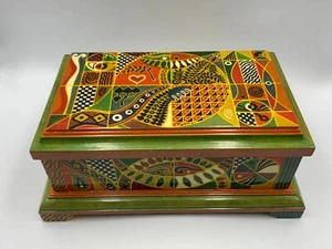Lacquer Box, Art Deco style, Wooden box for jewelry, 5.5" height, Unique - Picture 1 of 9