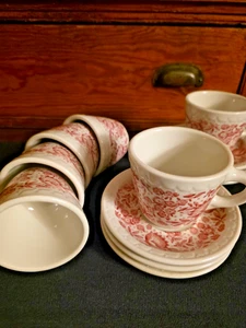 Six Vtg Syracuse China Roxbury  KCS Railroad Ware Econo Rim Cups  & Saucers - Picture 1 of 7