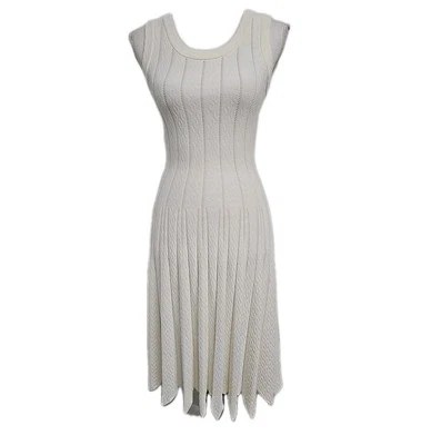Hale Bob Fit and Flare Midi Sleeveless Dress Stretch Off White Women’s Size XS - Image 1 of 4