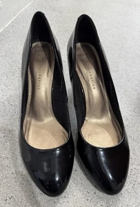 M&S Collection Women's Black Patent Leather Court Mid Heel Shoes Size 6.5 Uk - Picture 1 of 16