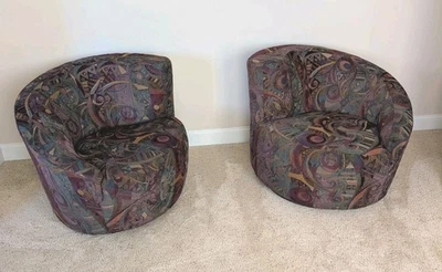 Set of 2 Very Nice Vintage Adult-Sized Swivel Chairs "Style of Vladimir Kahan" - Image 1 of 4
