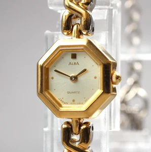 [Near MINT] Seiko Alba Y520-5A00 15mm White Dial Octagon Quartz Women`s Watch - Picture 1 of 10