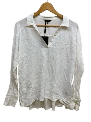 Massimo Dutti Blouse Women’s Medium Ivory V Neck Split Lightweight - Image 1 of 4