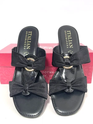 Italian Shoemakers Slip on Wedge Black Sandals size 8 style Bean Original Box - Image 1 of 4