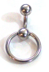 1 14g 6mm Shaft VCH Surgical Steel 316L Christina Hood Belly Door Knocker Ring - Picture 1 of 4