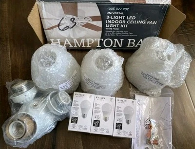 Hampton Bay 3-Light White Ceiling Fan Shades LED Light Kit (BB) - Image 1 of 4