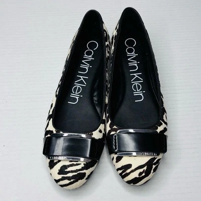 New CALVIN KLEIN Oneta Calf Hair Leopard Print Ballet Flat Size 8 MSRP: $138 - Image 1 of 4