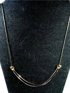 Vintage Gold Color Expanding [ 18"-28"] Double Hearts Necklace - Picture 1 of 6