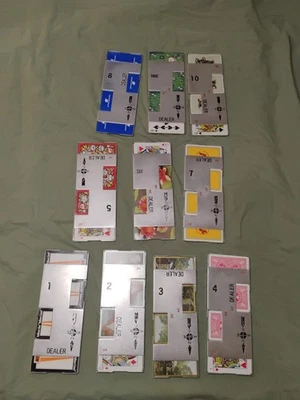 10 Vntg Aluminum Dealer Duplicate Bridge Card Holders Boards, W Vntg Card Decks - Image 1 of 4