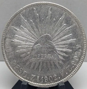 1902 Za FZ Un Peso Republica Mexicana UNC - Picture 1 of 2