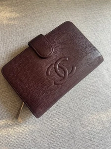 CHANEL burgundy pebbled leather women’s wallet 2012 - Picture 1 of 23