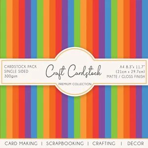 Rainbow Stripes Colourful Journaling Scrapbook Card A4 Craft 300gsm Cardstock - Picture 1 of 4