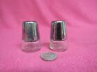 Vintage Short Clear Glass Salt and Pepper Shakers Taiwan ROC              2A