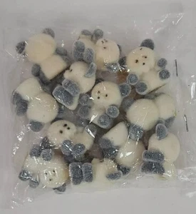 Vintage Flocked Panda Teddy Bears 1" White & Gray Lot of 12 Made In Taiwan ROC - Picture 1 of 9