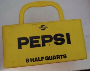 Vintage Yellow Plastic Pepsi-Cola 8 Half Quart Bottle Carrier - Picture 1 of 4