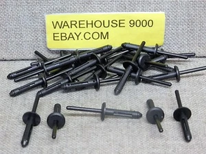 25 Black Nylon Blind Rivets Auveco 13755 For Chrysler: 6500898 & GM: 15718794 - Foto 1 di 5