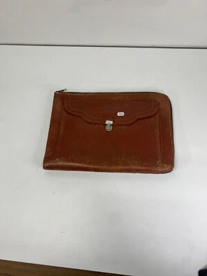 Sacoche porte document vintage ancien en cuir dans on jus - Photo 1/4