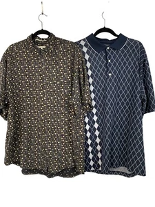 VTG Lot Of 2 Mens XL Shirts Perry Ellis Silk Button-Up & Greg Norman Polo 8851 - Picture 1 of 10