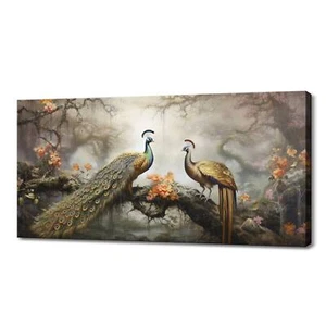 Adorable Peacock Couple Canvas Print Art | Gift For Peacock Lover | Animals - Picture 1 of 10