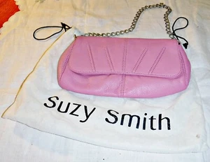 *A QUALITY SUZY SMITH LILACY PINK LEATHER HANDBAG WITH CHAIN HANDLE IN DUST BAG - Picture 1 of 4