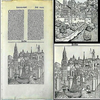 1493 NUREMBERG CHRONICLE PARIS LEAF HARTMANN SCHEDEL 1ST EDITION INCUNABLE BOAT - Image 1 of 4