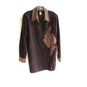 Koos Of Course Jacket M Animal Print Mix Media Patch Abstract Brown Womens - Picture 1 of 10