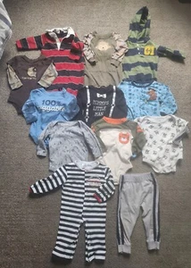 12 Piece Baby Boy Clothing Lot Size 12 Months Long Sleeve one Piece Outfits - Picture 1 of 6