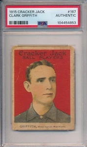 1915 CRACKER JACK #167 CLARK GRIFFITH - PSA A (SVSC) HIGH#! FRESHLY GRADED! - Picture 1 of 2
