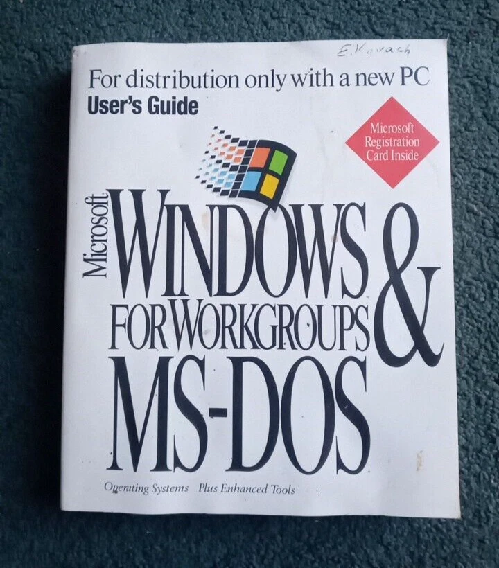 Libro impreso vintage temprano de Microsoft Windows para grupos de trabajo y MS-DOS EE. UU. en 1994 Foto 1 de 4
