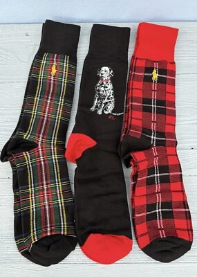 Polo Raulph Lauren para hombre paquete de 3 Calcetines navideños tartán para perro con caja de regalo Foto 1 de 4
